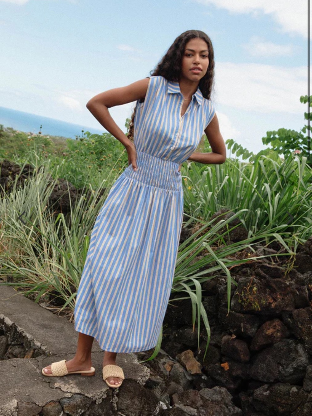 SAYLOR Blue and White Striped Sleeveless Maxi Dress XS originally $253